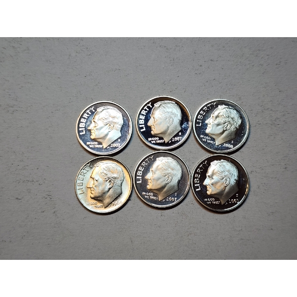 Proof-Like Roosevelt Dimes Including 1964 Silver Dime 