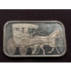 Image 1 : Rare Silver Towne Horse & Buggy .999 One Troy Ounce Fine Silver Bar - Mint Condition