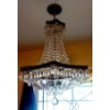 Image 5 : Vintage Glass Crystal Chandelier As Shown - Electric & Fully Functional In Gem Condition