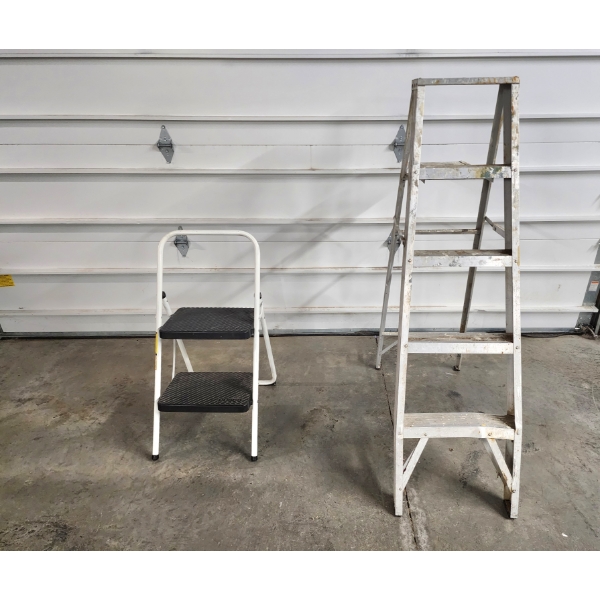 Cosco 2- Step Folding Step Stool 3 ft Tall and Metal Folding Ladder 4ft 9in Tall