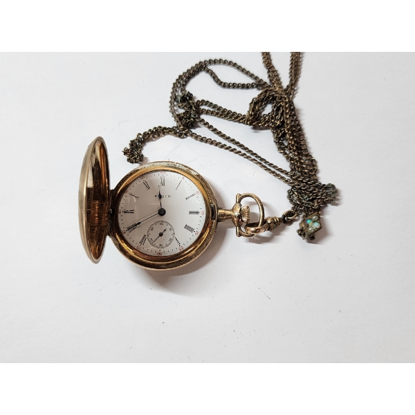 Vintage Elgin Gold-Filled Pocket Watch With Adjustable Chain 