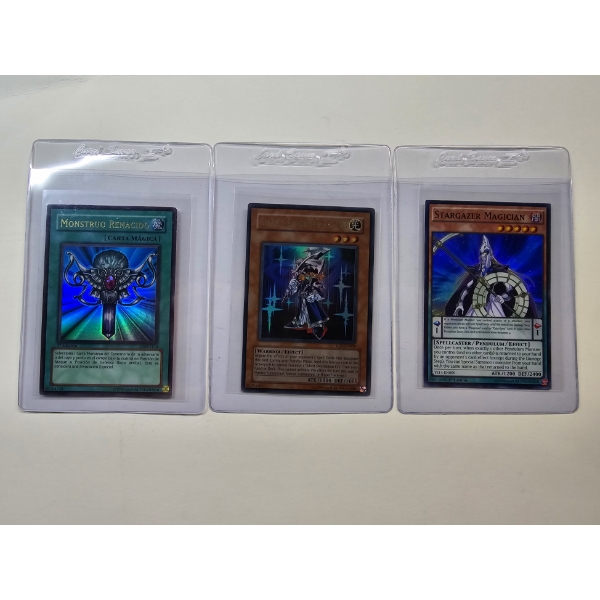 3 - Yu-Gi-Oh! Trading Cards - Monster Reborn, Silent Swordsman, Stargazer Magician - Mint Condition