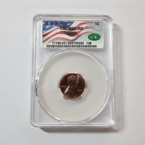 CAC MS63 RD United States 2010-D Lincoln Sheild Cent