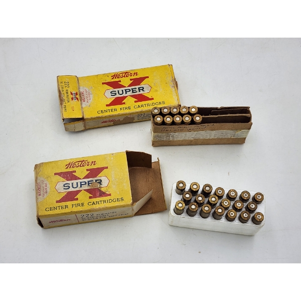 2 Vintage Boxes of Western Super X 222 Remington Ammunition