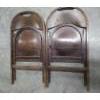 Image 2 : Matching Pair Of Solid Wood 14.5''x33'' Dark Finish Retro Folding Chairs 