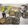 Image 1 : Military Bag with Camo Bags - Mess Kit - Eating Utensils - Ponchos - Sunglass Cords - Folding Cup 