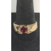 Image 1 : Men's 10K Yellow Gold With Oval Garnet Center Stone With Diamond Accents - Size 10 - Weight: 4.3g 