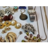 Image 8 : Assorted Costume Jewelry: Pins, Necklaces, Watch, Earrings, Vintage Perfume Bottle