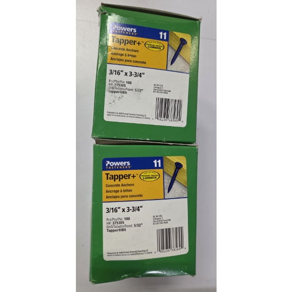 Brand New 200 Count Power Fasteners 3/16''x3 3/4'' Concrete Anchors