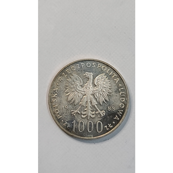 1983 Poland 1000 Zlotych 0.6250 Silver Coin - ASW: 0.2914oz