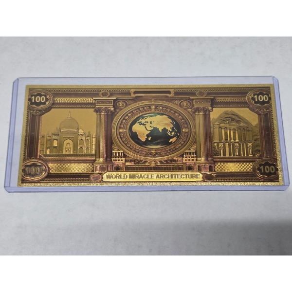7 Wonders of The World Great Wall Of China - .999999 24K Gold Back - Mint Condition I Protective Hol