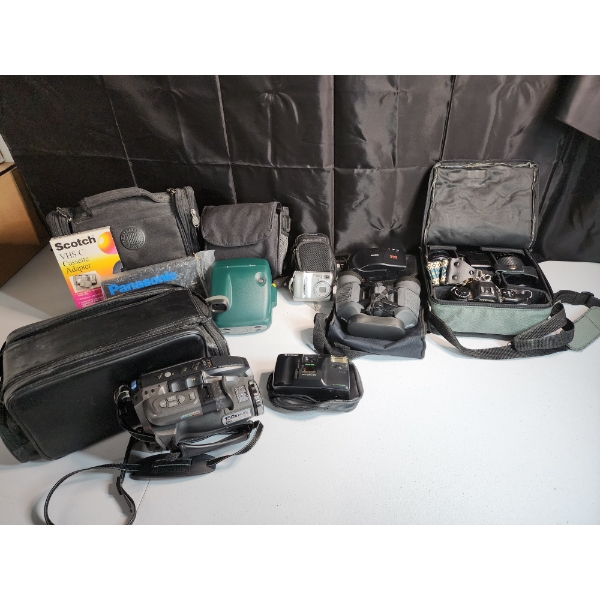 Lot of Vintage Cameras, Video Cameras, Binoculars - All w/ Cases! 