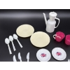 Image 4 : Plastic Toy Kitchenware Set with Plates - Saucers - Teapot - Silverware - One Cup Missing Handle