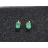 Image 1 : 14K Gold Stud Earrings With Emerald Stones TW: 0.8g