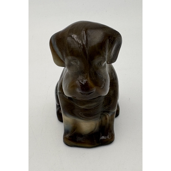 Adorable Degenhart Vintage Glass Dog Figurine- Dark Dapper Gray Slag