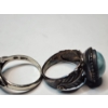 Image 5 : Two Sterling Silver Rings with Large Turquoise/Light Blue Stones - TW: 8.6g 