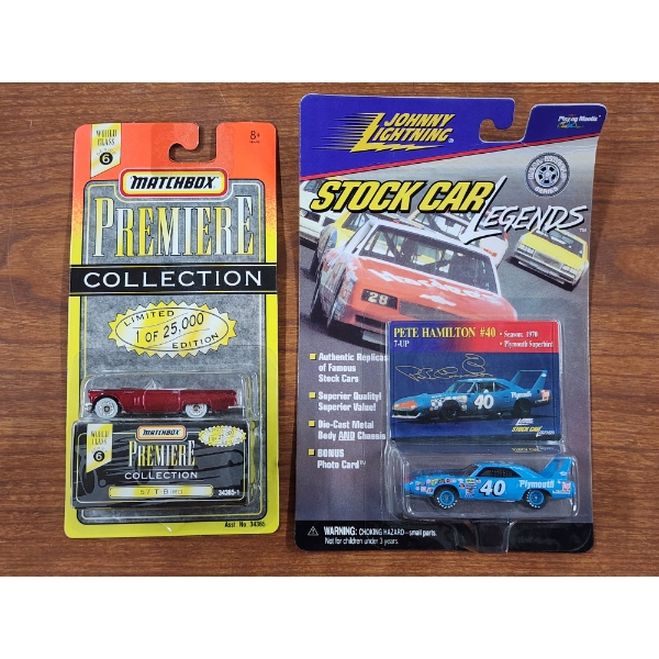 Two NEW IN THE BOX Collectible Toy Cars Ft. Matchbox Premiere '57 T-Bird & Johnny Lightning Stock