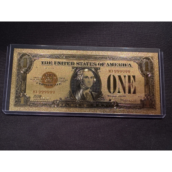 George Washington $1.00 Gold Foil .999 - 24K Gold Note In Protective Holder - Mint Condition
