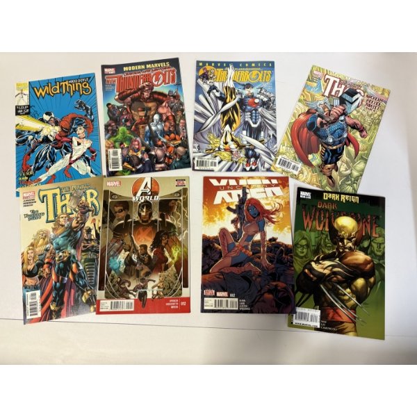 Comic Books - Set of 8 Comics - X-Men - Thor - Thunderbolts - Wildthing - Dark Wolverine 