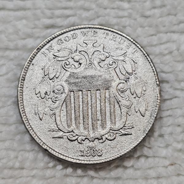 1868 Shield Nickel FV: $.05