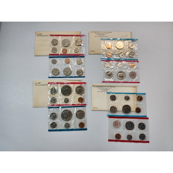 Four United States Uncirculated Coins Sets: 1979, 1972, 1972, 1978