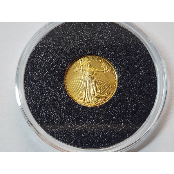 2014 1/10 oz Fine Gold $5 American Eagle Coin in Capsule w/ Certificate of Authenticity