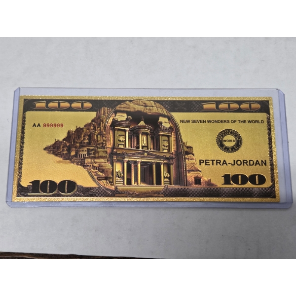 7 Wonders Of The World Petra-Jordan 999999 24k Gold Back In Mint Condition In Protective Holder