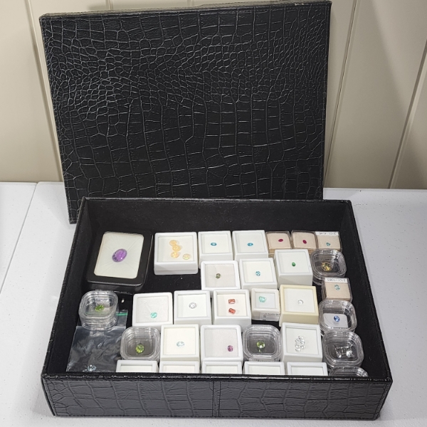 Lot of Assorted Gemstones Including Rubies, Blue Zircon, Opals, & Many More in Nice Storage Box