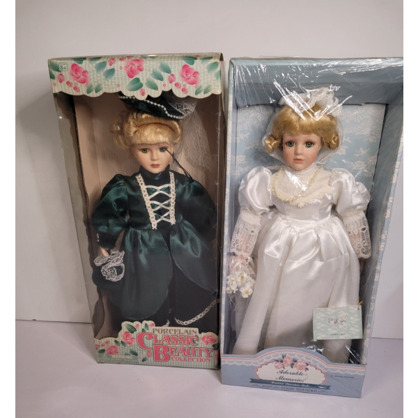 2 Beautiful 16" Porcelain Dolls - Adorable Memories And Classic Beauty