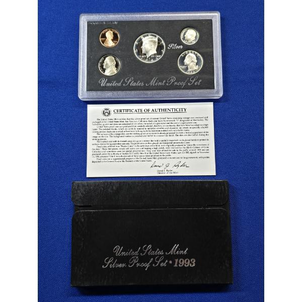 1993-S United States Mint Silver Proof Set in Original Box w/ COA