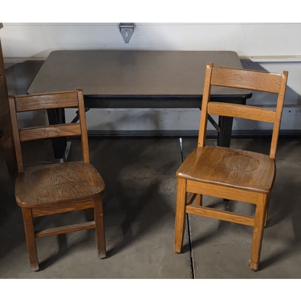 Folding Metal 24''x21''x46 And Two Childrens Size 12'' & 14'' Solid Wood Chairs 