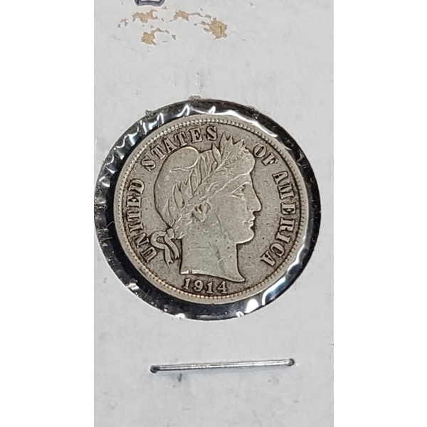 1914-D Barber 90% Silver Dime 