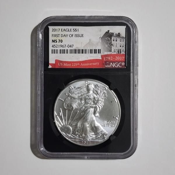 NGC MS70 Graded 2017 Silver 1 Oz American Eagle First Day of Issue