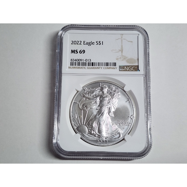 2022 American Silver Eagle 1 oz Fine Silver Graded NGC MS 69