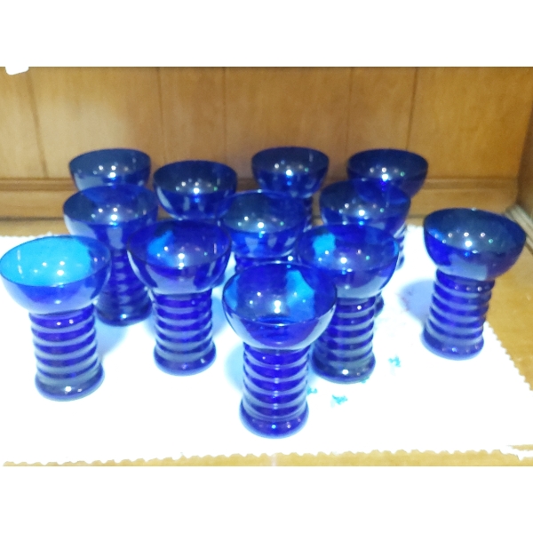 MCM - Lot Of 12 Cobalt Glasses - All In Exc Condition