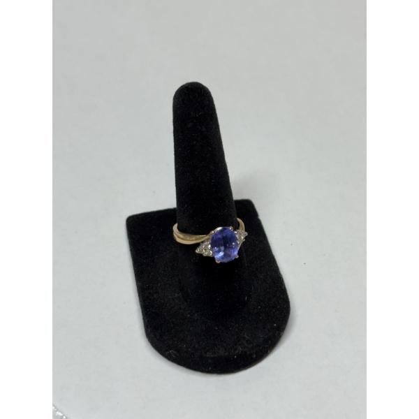 Stunning 14k Gold Tanzanite and Diamond Ring -3.6 Grams - Size 6.5 