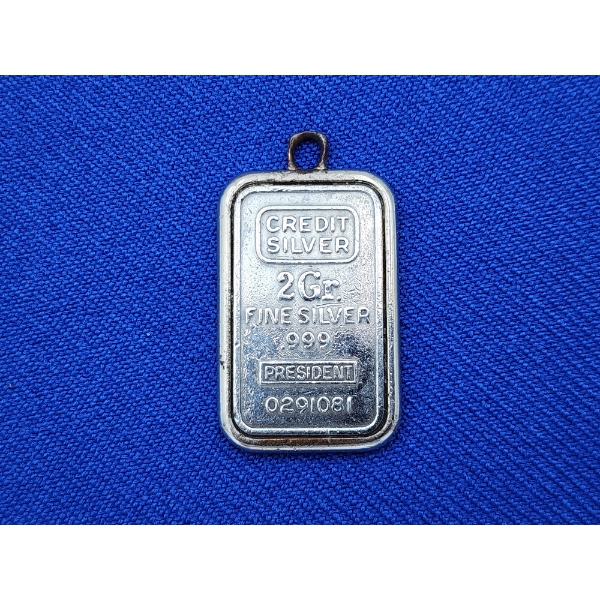Credit Suisse President 2g .999 Fine Silver Bar in Pendant