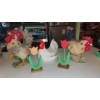 Image 1 : Group Of Large Chicken & Rooster (Resin) & Ceramic Chicken Plus Flowers - See PIcs