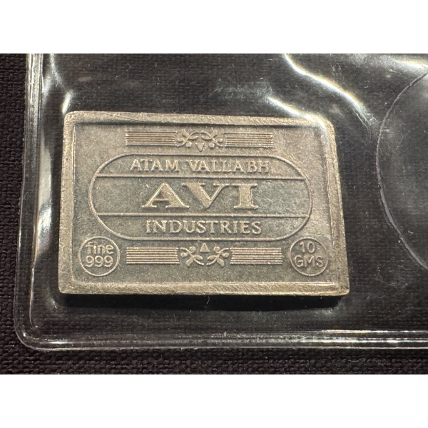 Rare 10 Gram AVI .999 Fine Silver Pure Bar - Mint Condition