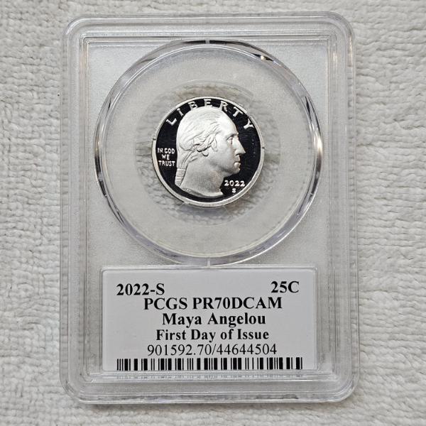 Stephanie Sabin Signed 2022-S Maya Angelou Proof Quarter, Certified by PCGS, Grade PR70DCAM