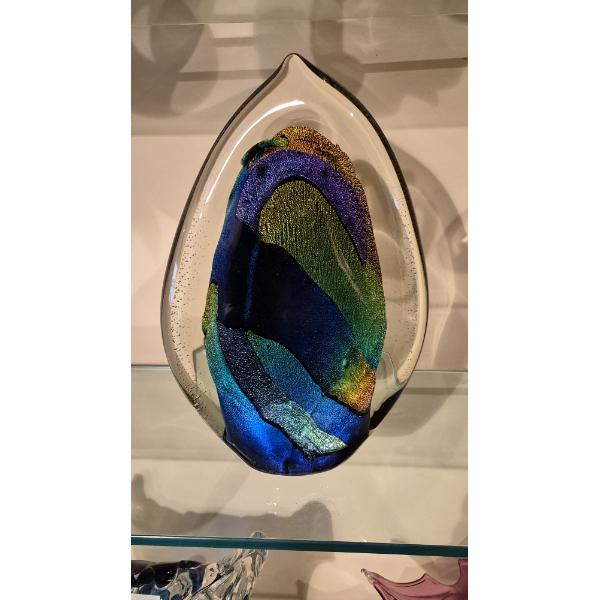 Multi Color & Crystal Art Glass Sculpture 13 1/2" bt 9" As Shown - Excellent