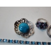 Image 2 : Assorted Sterling Silver Jewelry: Bracelet, Pin, Ring, Earrings Total Weight 44.7g