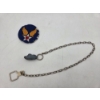 Image 1 : Cool Vintage Pocket Watch Chain W Small Metal Tank Charm And Military Patch