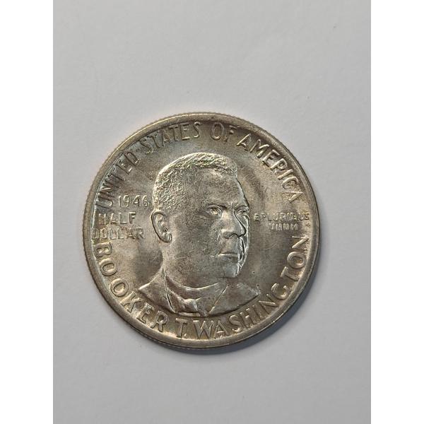 United States 1946-P Booker T. Washington Memorial Commemorative 90% Silver Half Dollar