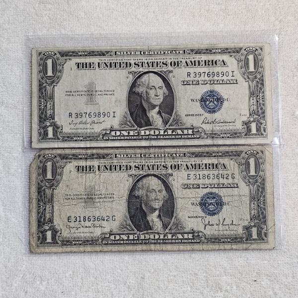 Two United States Small-Size $1 Silver Certificates FV: $2.00