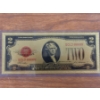 Image 1 : $2 Gold Certificate Gold Back .999999 - 24K Gold Back In Protective Holder - Mint Condition