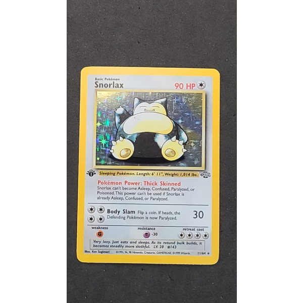 1999 snorlax pokemon card Pokmon Jungle 1st Edition Holo #11 PSA 8 NM-MT Domino City Gaming or Paralyzed GameStop 1999 Bicycle Pokemon Mini