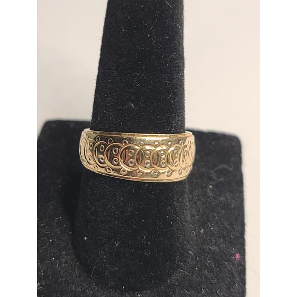 14K Yellow Gold Ornate Band Ring - Size 6.5 - Weight: 4.5g