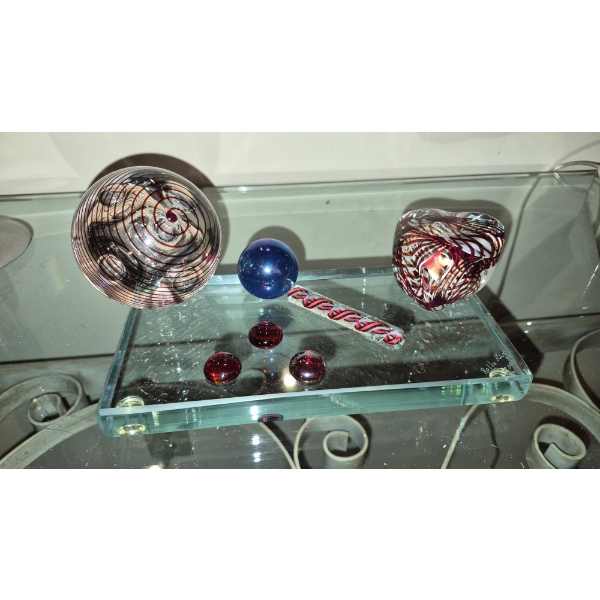 Art Glass Montage Desk Sculpture Looks Like Candy Pieces Colorful Approx 10 x 6 - Perfect