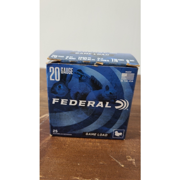 Box Of Federal H2006 Game-Shok Upland 20 Gauge 2.75" 7/8 Oz 6 Shot 25 Bx/10 Cs Shotgun Ammo Shells